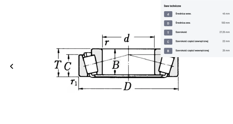 Screenshot 2026-07-14 at 12-39-40 Buy Łożysko stożkowe 45x100x27.25 mm Timken - KRAMP.png